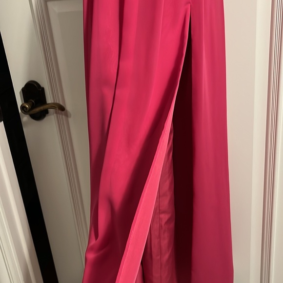 Azazie - Dominic - A-Line Pleated Chiffon Floor-Length Dress - Fuchsia - 4 - EUC - Picture 10 of 12